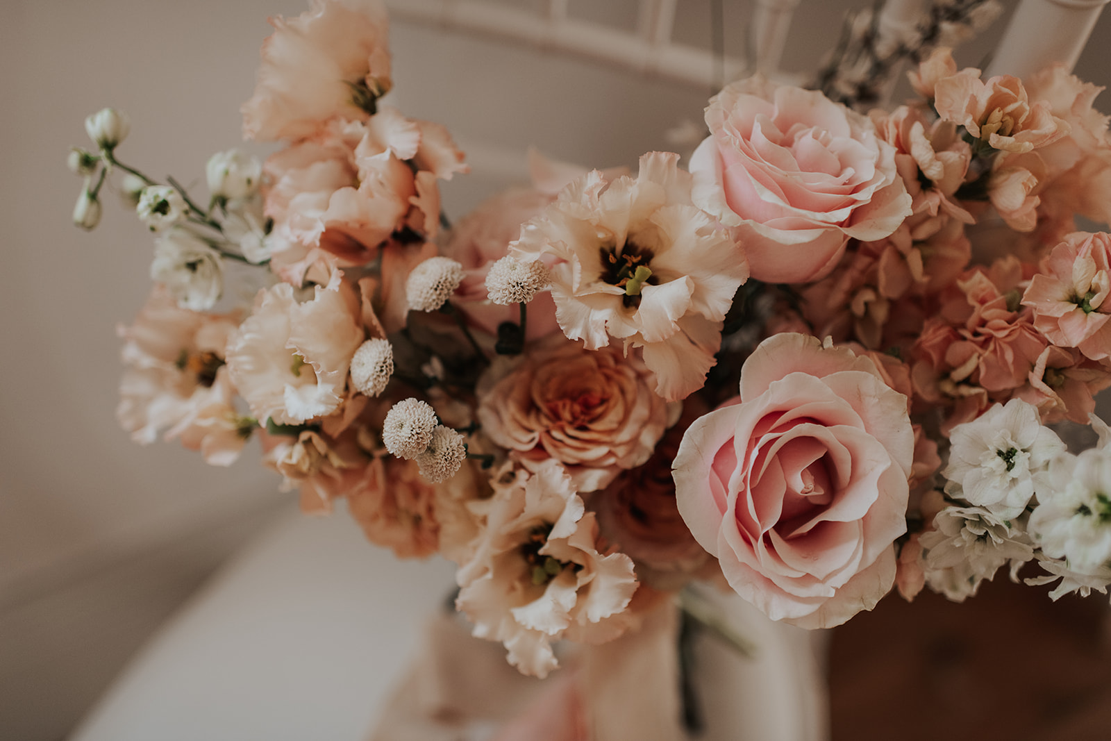 peach and blush bridal bouquet