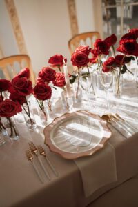 red and pink wedding flowers