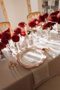 red and pink wedding flowers