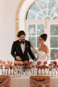 red and pink wedding flowers