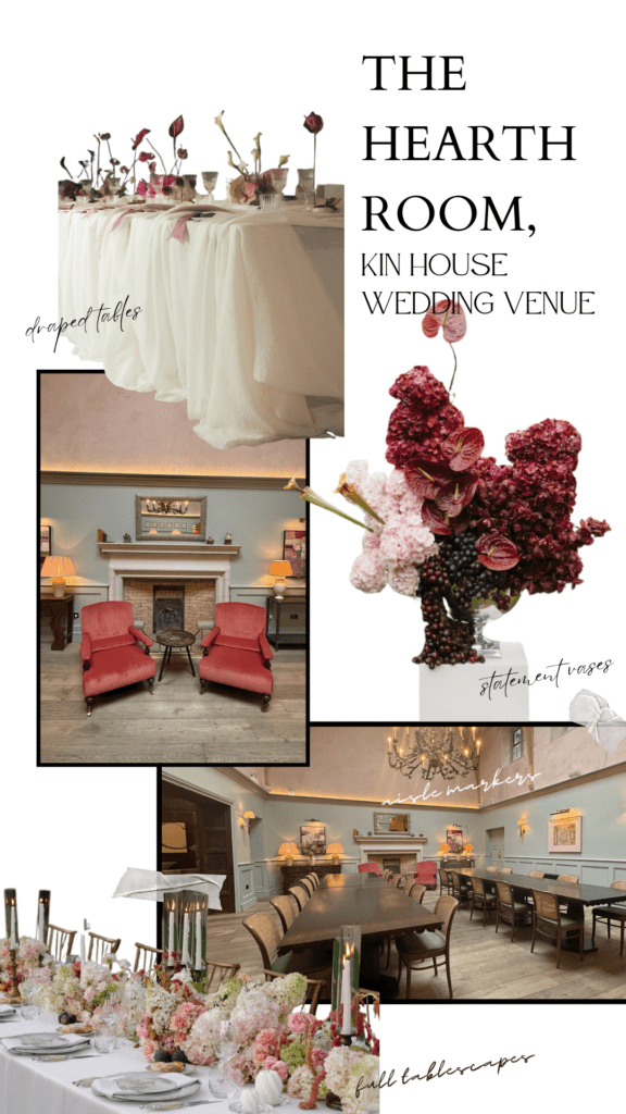 Wedding flower design Kin House Hearth Room decor